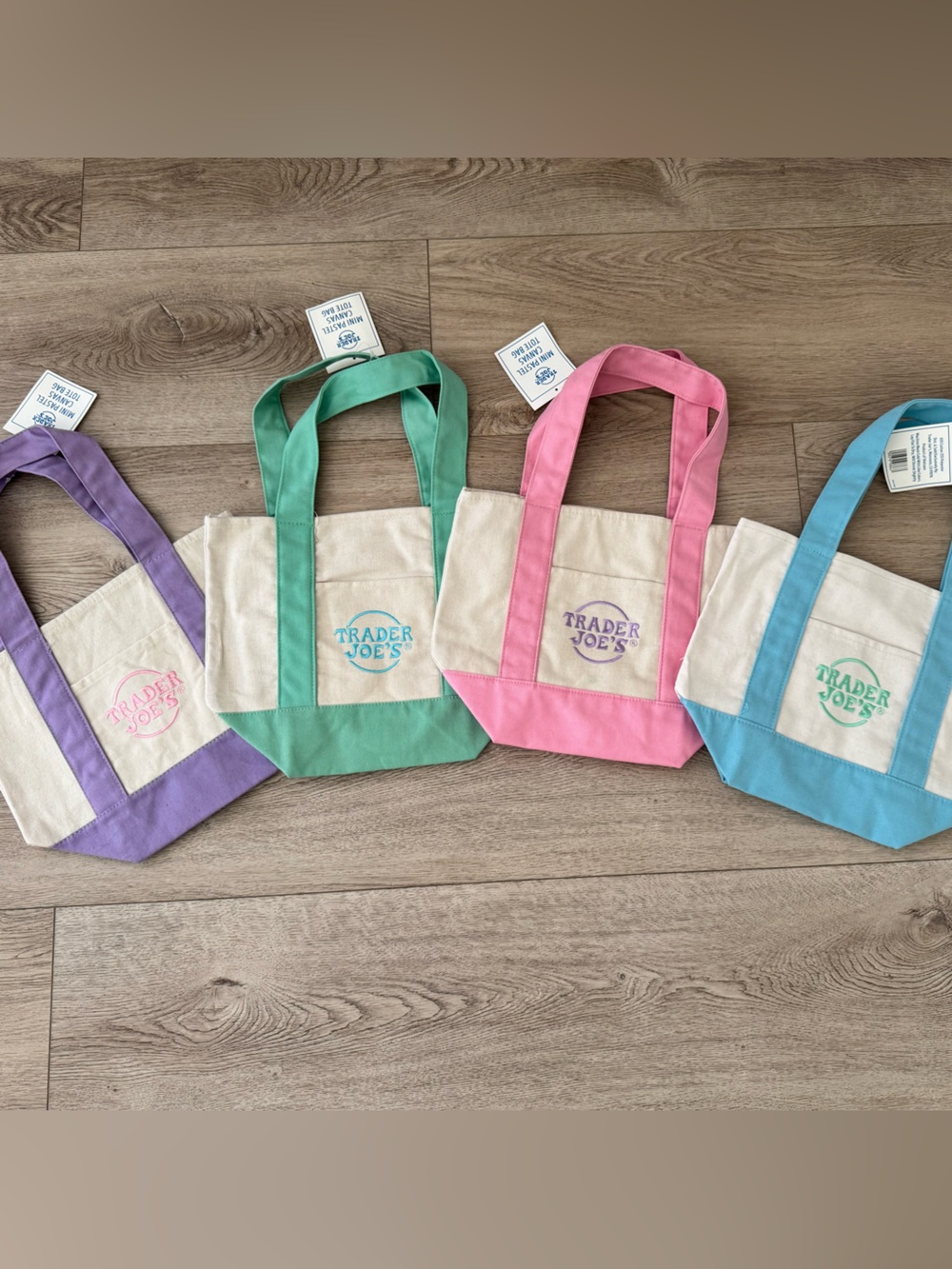 Trader Joe's Mini Tote Bag - Pastel Assorted Colors